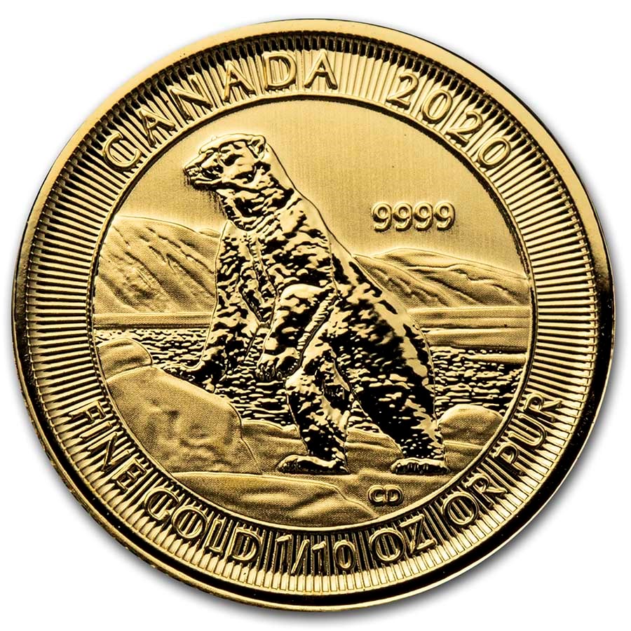 2020 Canada 1/10 oz Gold Polar Bear BU