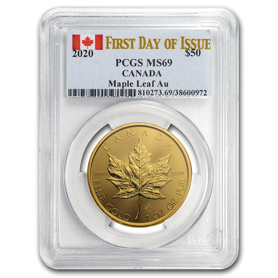 Buy 2020 Canada 1 oz Gold Maple Leaf MS-69 PCGS (First Day of