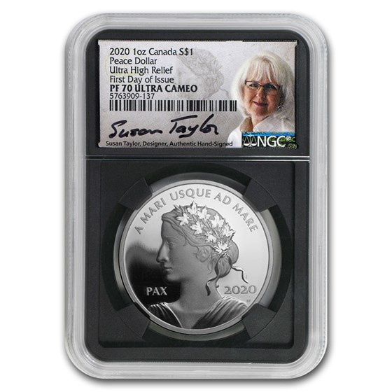 2020 Canada 1 oz Silver $1 Peace Dollar UHR PF-70 NGC Ultra Cameo 2020 Canada 1 oz Silver $1 Peace Dollar UHR PF-70 NGC Ultra Cameo