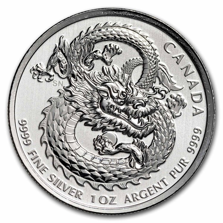 2020 Canada 1 oz Silver $5 Lucky Dragon High Relief BU