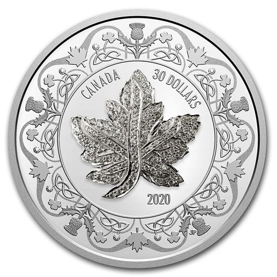 2020 Canada 2 oz Silver $30 Canadian Maple Leaf Brooch Legacy