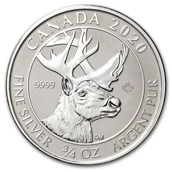 2020 Canada 3/4 oz Silver Woodland Caribou BU 2020 Canada 3/4 oz Silver Woodland Caribou BU