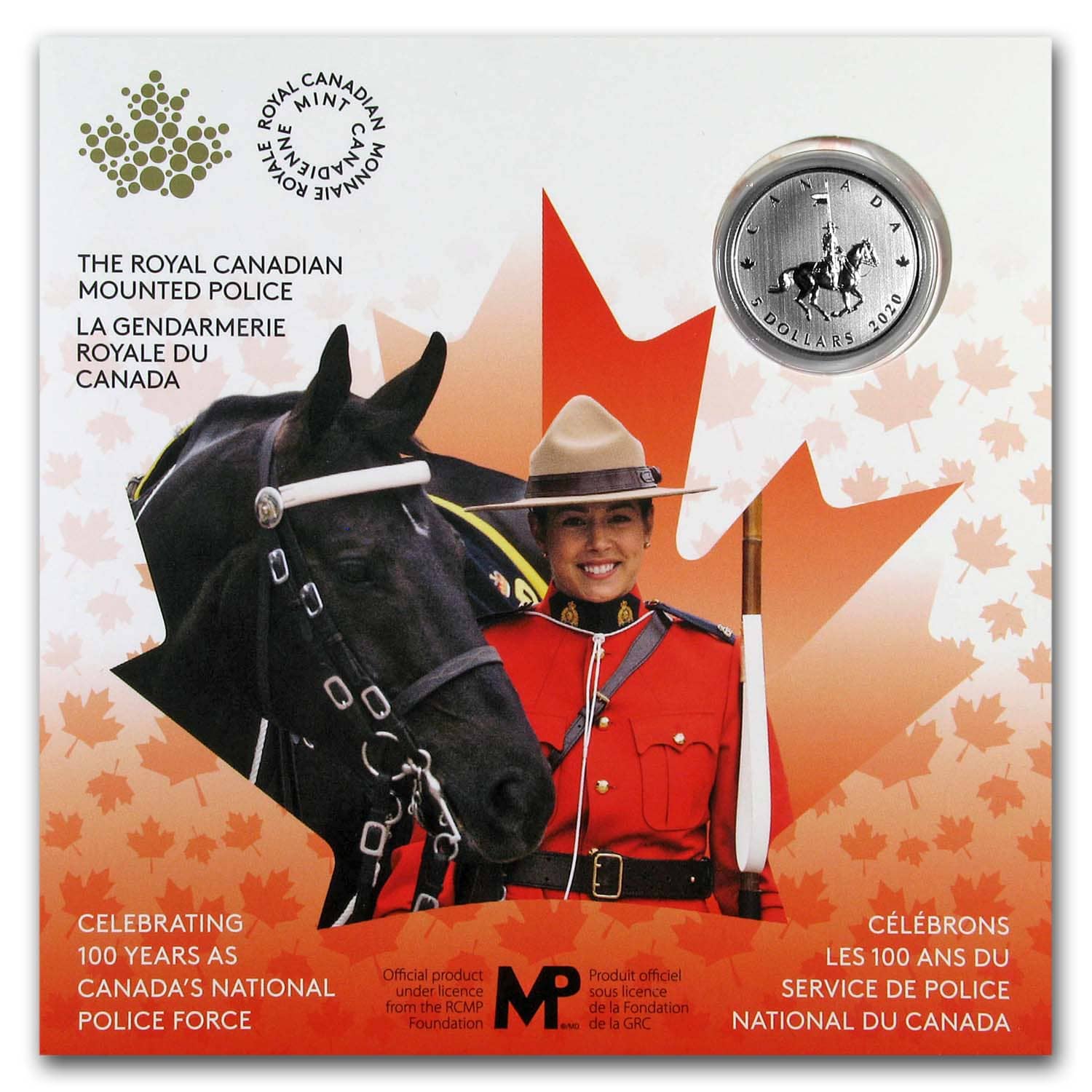 SKU#206691 2020 Canada $5 Silver Moments to Hold 100th Anniv of the RCMP 