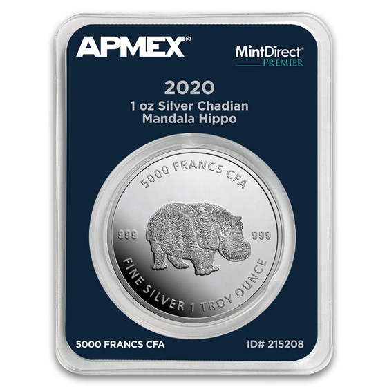 2020 Chad 1 oz Silver Mandala Hippo (MD Premier® Single) 2020 Chad 1 oz Silver Mandala Hippo (MD Premier® Single)
