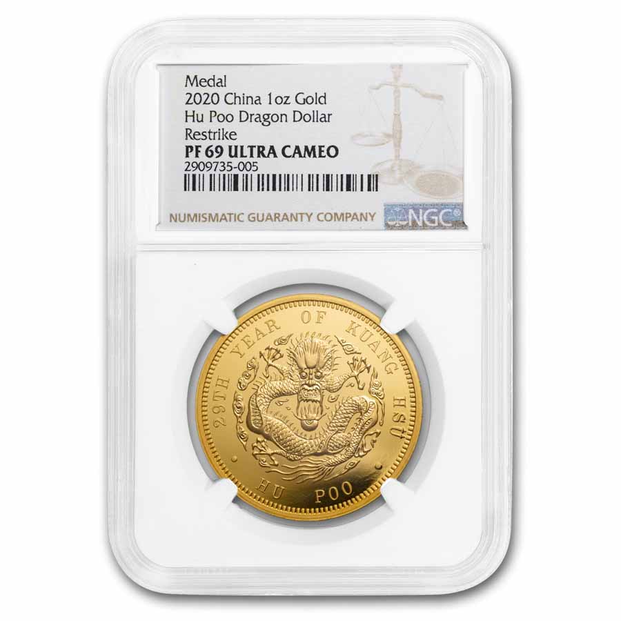 Buy 2020 China 1 oz Gold Hu Poo Dragon Restrike PF-69 | APMEX