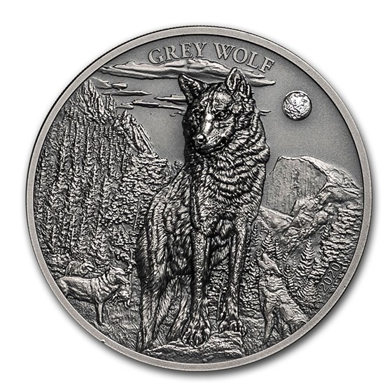 2020 Cook Islands 1 oz Silver High Relief Animals (Grey Wolf) 2020 Cook Islands 1 oz Silver High Relief Animals (Grey Wolf)