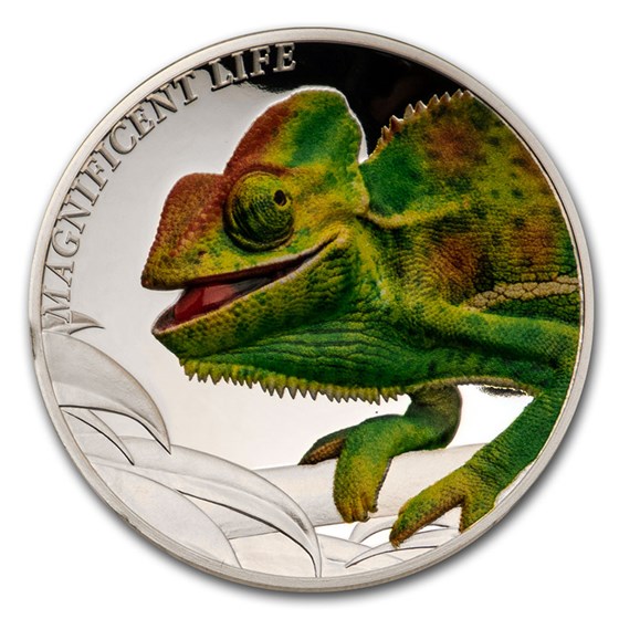 2020 Cook Islands 1 oz Silver Magnificent Life: Chameleon 2020 Cook Islands 1 oz Silver Magnificent Life: Chameleon
