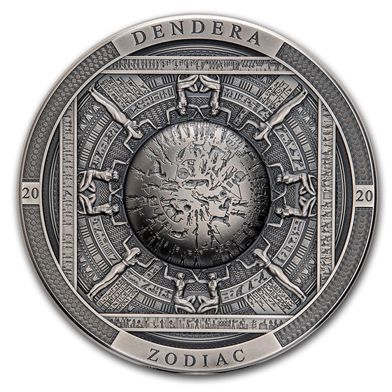 2020 Cook Islands 3 oz Antique Silver Dendera Zodiac Egypt 2020 Cook Islands 3 oz Antique Silver Dendera Zodiac Egypt