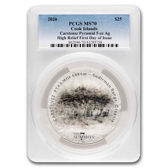 2020 Cook Islands 5 oz Silver Carstenz Pyramid MS-70 PCGS (FDI) 2020 Cook Islands 5 oz Silver Carstenz Pyramid MS-70 PCGS (FDI)