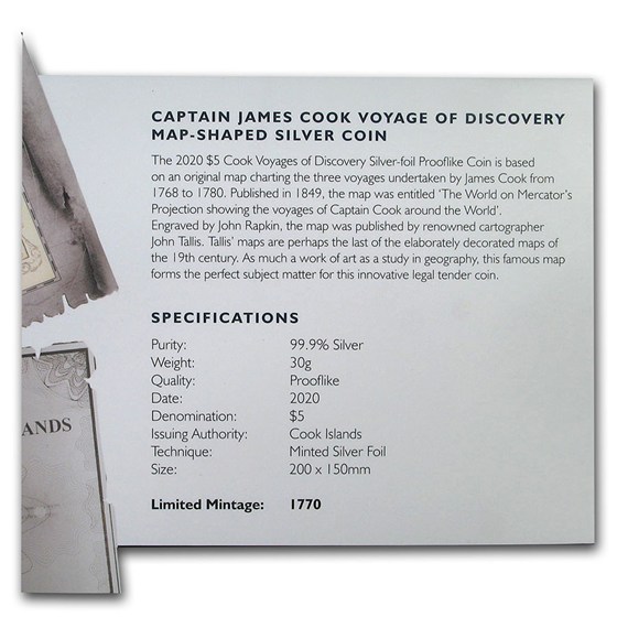 Buy 2020 Cook Islands Captain Cook's Voyage Map Foil Silver Note | APMEX