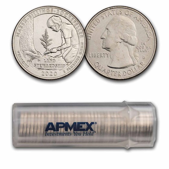 2020-D ATB Quarter Marsh-Billings-Rockefeller 40-Coin Roll BU 2020-D ATB Quarter Marsh-Billings-Rockefeller 40-Coin Roll BU