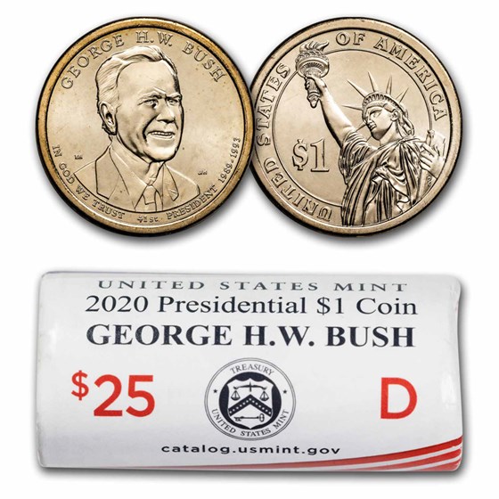 2020-D George H.W. 25-Coin Presidential Dollar Roll BU 2020-D George H.W. 25-Coin Presidential Dollar Roll BU