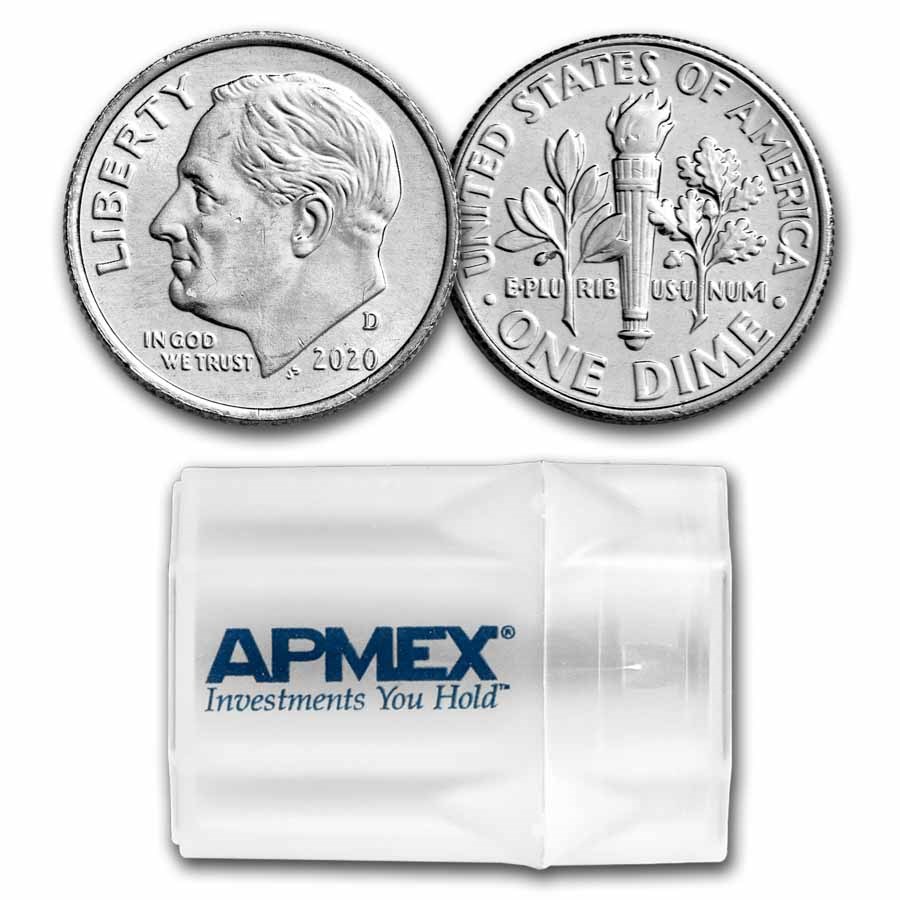 2020-D Roosevelt Dime 50-Coin Roll BU