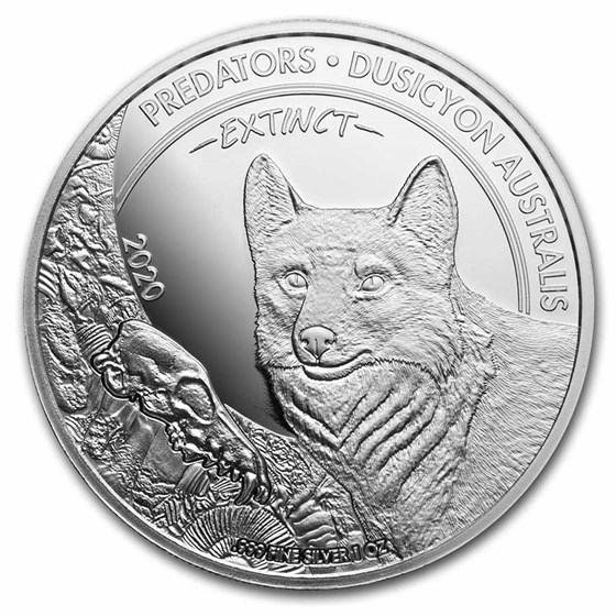 2020 Dem. Rep. of Congo 1 oz Silver Extinct Predators Dusicyon 2020 Dem. Rep. of Congo 1 oz Silver Extinct Predators Dusicyon