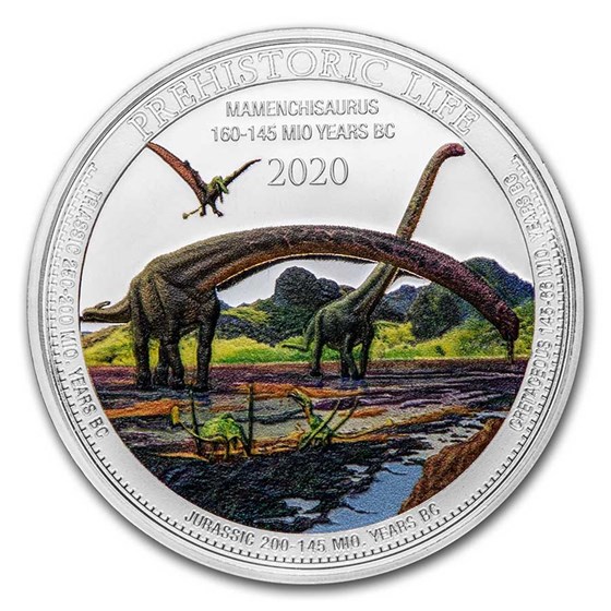 2020 Dem. Rep. of Congo 1 oz Silver Mamenchisaurus Colorized BU 2020 Dem. Rep. of Congo 1 oz Silver Mamenchisaurus Colorized BU