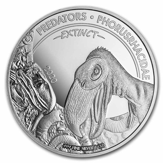 2020 Dem. Rep.of Congo Silver Extinct Predators Phorusrhacidae 2020 Dem. Rep.of Congo Silver Extinct Predators Phorusrhacidae