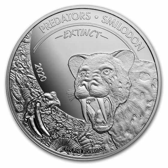 2020 Dem. Republic of Congo 1 oz Silver Extinct Predators Tiger 2020 Dem. Republic of Congo 1 oz Silver Extinct Predators Tiger