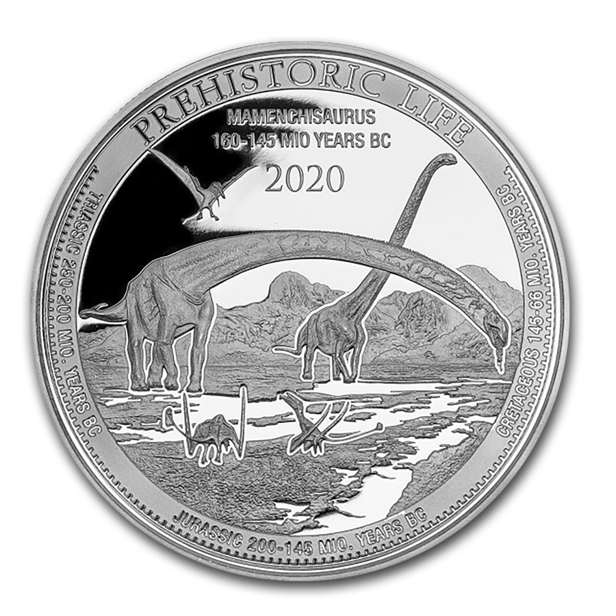 2020 Democratic Rep. of Congo 1 oz Silver Mamenchisaurus BU