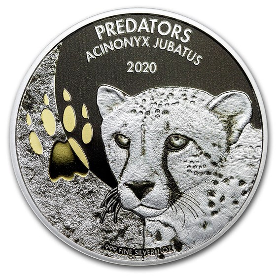2020 Democratic Republic of Congo 1 oz Silver Cheetah (w/Color) 2020 Democratic Republic of Congo 1 oz Silver Cheetah (w/Color)