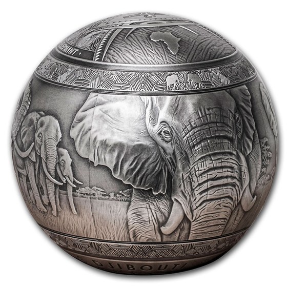 Buy 2020 Djibouti 1 kilo Silver Big Five of Africa Elephant Spherical ...