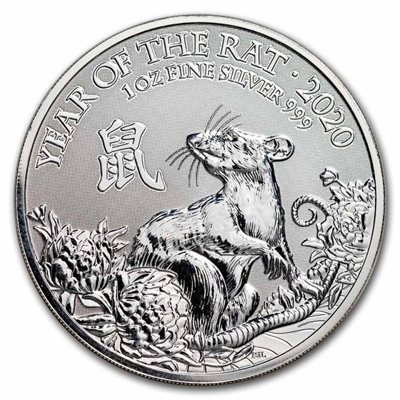2020 GB 1 oz Silver Year of the Rat BU Damaged