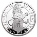 2020 GB Proof 1 oz Silver Queen's Beasts White Lion (w/Box & COA)