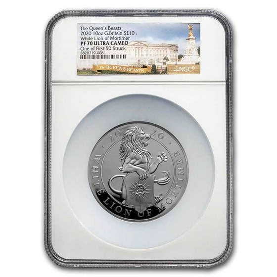 2020 GB Proof 10 oz Silver QB White Lion PF-70 NGC UCAM 2020 GB Proof 10 oz Silver QB White Lion PF-70 NGC UCAM
