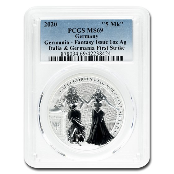 2020 Germania Allegories 1 oz Silver Round Italia MS-69 PCGS (FS) 2020 Germania Allegories 1 oz Silver Round Italia MS-69 PCGS (FS)