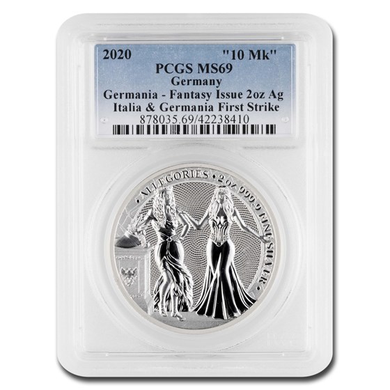 2020 Germania Allegories 2 oz Silver Round Italia MS-69 PCGS (FS) 2020 Germania Allegories 2 oz Silver Round Italia MS-69 PCGS (FS)