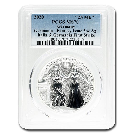 2020 Germania Allegories 5 oz Silver Round Italia MS-70 PCGS (FS) 2020 Germania Allegories 5 oz Silver Round Italia MS-70 PCGS (FS)
