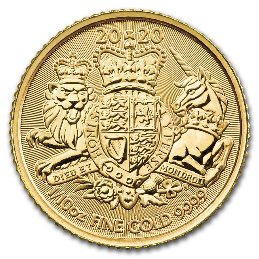 2020 Great Britain 1/10 oz Gold The Royal Arms BU