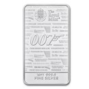 2020 Great Britain 10 oz Silver James Bond 007 Bar