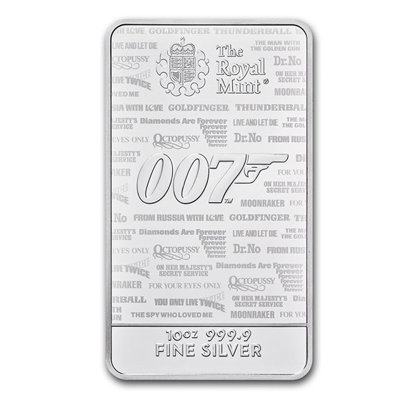 2020 Great Britain 10 oz Silver James Bond 007 Bar 2020 Great Britain 10 oz Silver James Bond 007 Bar