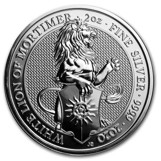 2020 Great Britain 2 oz Silver Queen's Beasts The White Lion