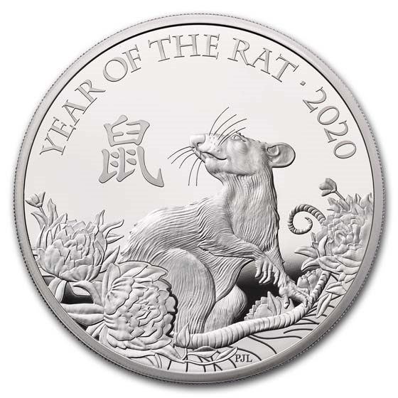 2020 Great Britain 5 oz Silver Year of the Rat Proof (Box & COA) 2020 Great Britain 5 oz Silver Year of the Rat Proof (Box & COA)