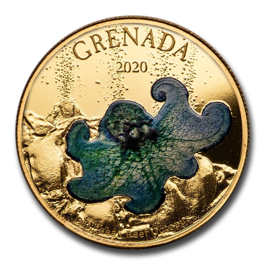 2020 Grenada 1 oz Gold Octopus (Colorized)