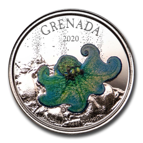 2020 Grenada 1 oz Silver Octopus Proof (Colorized)