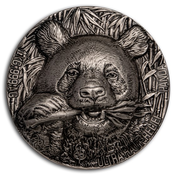 2020 Ivory Coast 1 kilo Silver Antique Haut Relief Panda 2020 Ivory Coast 1 kilo Silver Antique Haut Relief Panda
