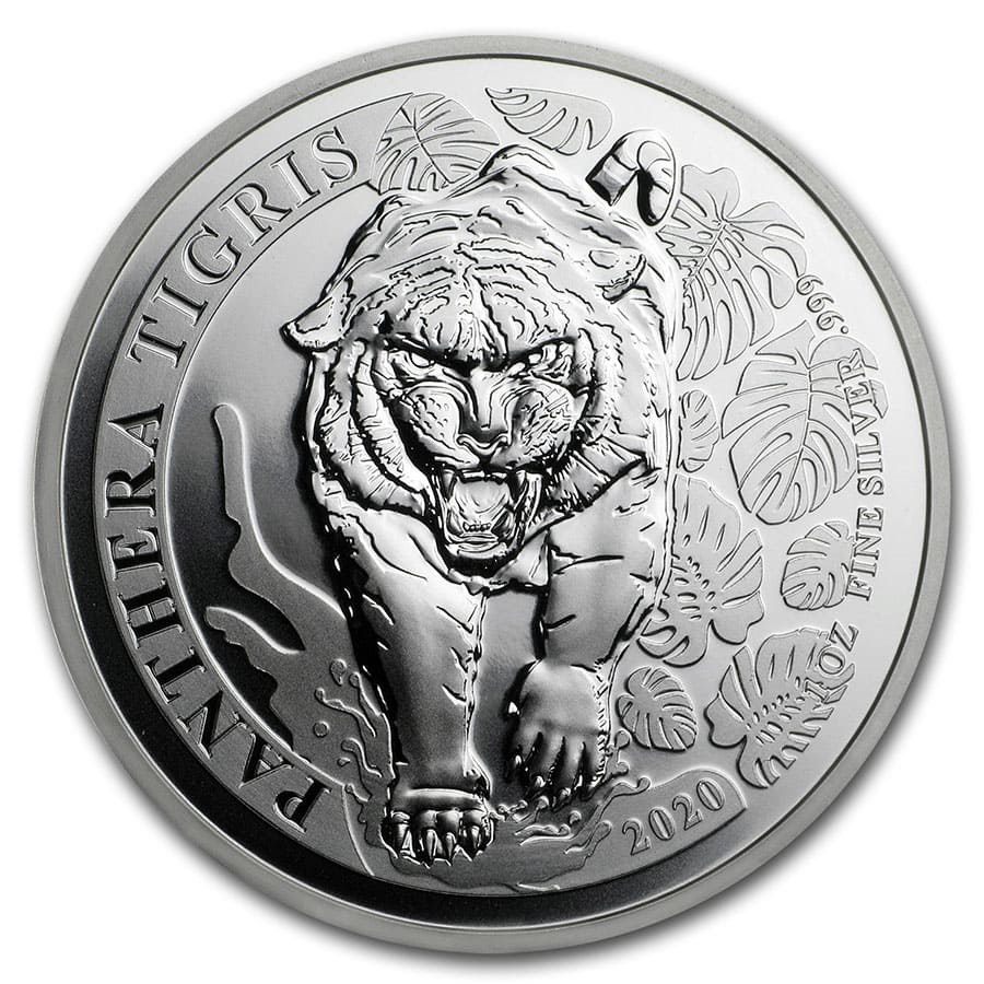 2020 Laos 1 oz Silver 500 KIP Tiger BU (Panthera Tigris)