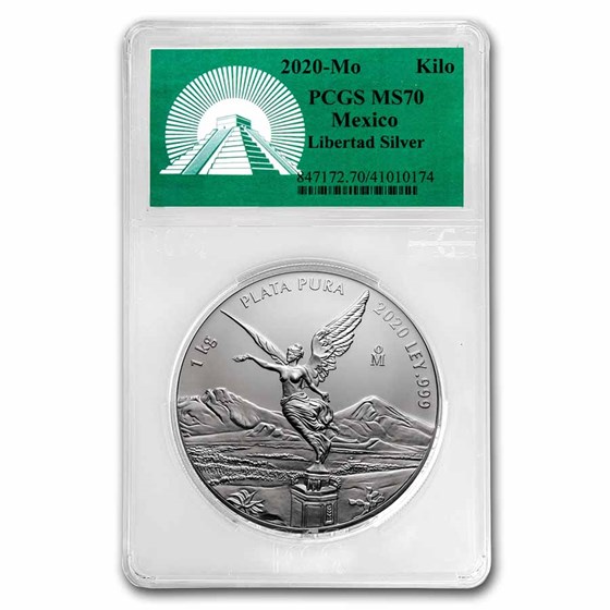 2020 Mexico 1 kilo Silver Libertad MS-70 PCGS (Green Label) 2020 Mexico 1 kilo Silver Libertad MS-70 PCGS (Green Label)