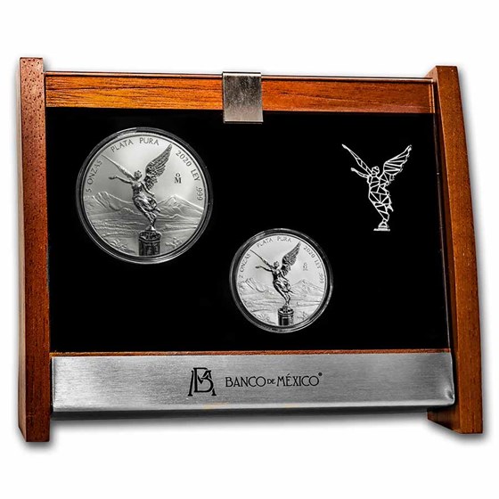 2020 Mexico 2-Coin Silver 2 oz & 5 oz Reverse Proof Set 2020 Mexico 2-Coin Silver 2 oz & 5 oz Reverse Proof Set