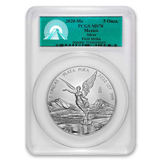 2020 Mexico 5 oz Silver Libertad MS-70 PCGS (FirstStrike®)