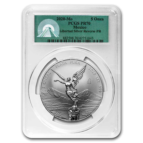 2020 Mexico 5 oz Silver Libertad Reverse Proof PR-70 PCGS 2020 Mexico 5 oz Silver Libertad Reverse Proof PR-70 PCGS