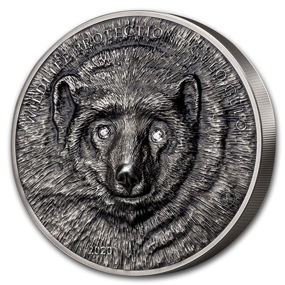 2020 Mongolia 1 kilo Antique Silver Wildlife Gulo Gulo -Wolverine 2020 Mongolia 1 kilo Antique Silver Wildlife Gulo Gulo -Wolverine