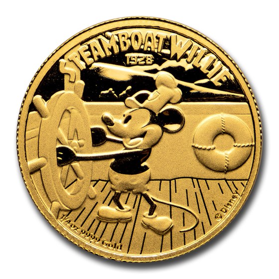 2020 Niue 1/4 oz Proof Gold $25 Disney Steamboat Willie 2020 Niue 1/4 oz Proof Gold $25 Disney Steamboat Willie
