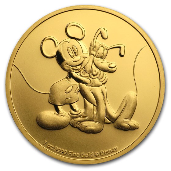 2020 Niue 1 oz Gold $250 Disney Mickey & Pluto BU