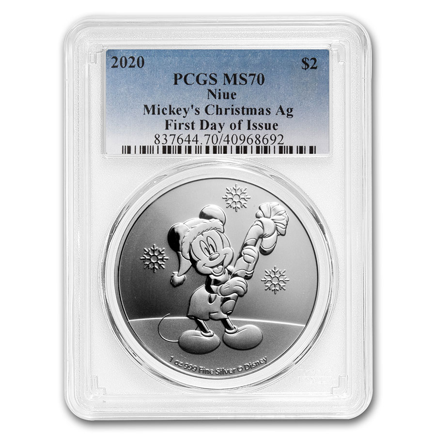 Buy 2020 Niue 1 oz Silver $2 Disney Mickey Christmas MS-70 PCGS