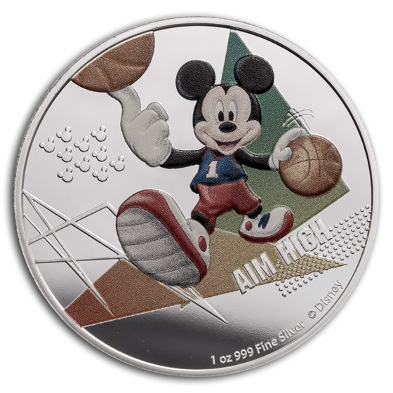 2020 Niue 1 oz Silver $2 Disney Mickey Mouse: Aim High 2020 Niue 1 oz Silver $2 Disney Mickey Mouse: Aim High