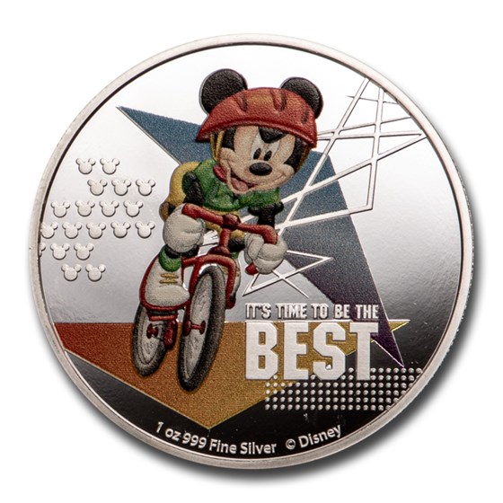 2020 Niue 1 oz Silver $2 Disney Mickey Mouse: Cycling 2020 Niue 1 oz Silver $2 Disney Mickey Mouse: Cycling