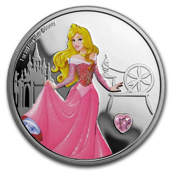 2020 Niue 1 oz Silver $2 Disney Princess Aurora w/Gemstone 2020 Niue 1 oz Silver $2 Disney Princess Aurora w/Gemstone